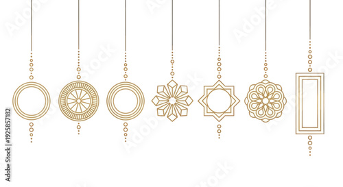 Collection of Islamic Geometric Ornaments Hanging Ornate Decorations.