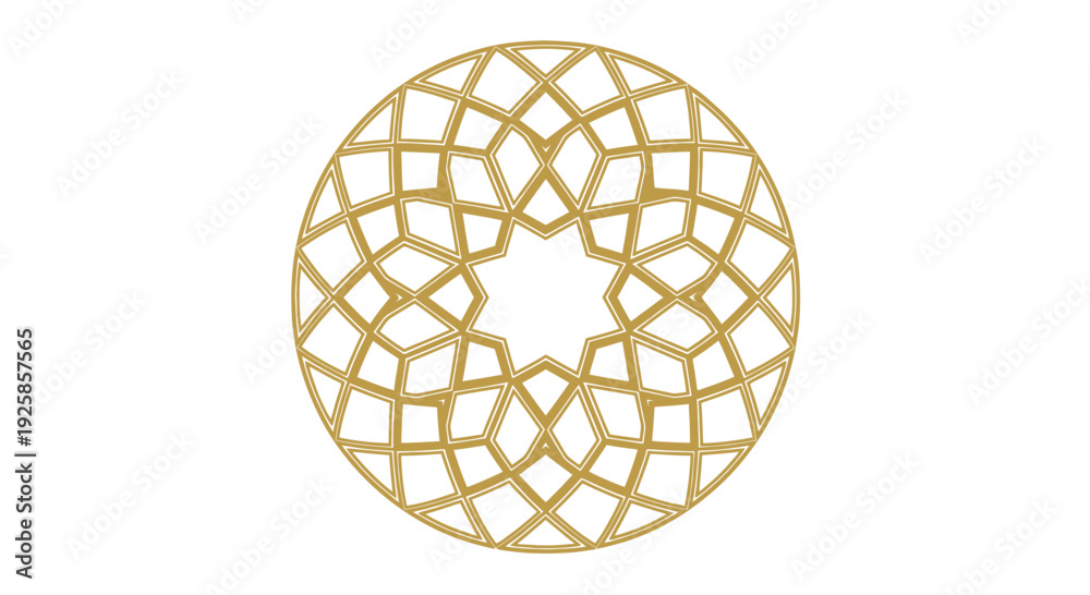 Fototapeta premium Intricate Geometric Golden Mandala Pattern Circular Design.