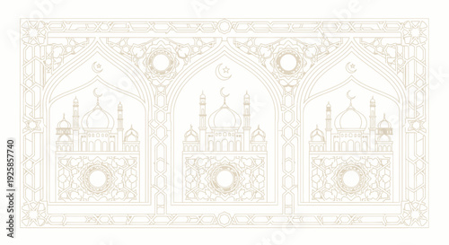 Intricate Islamic Archway Pattern with Geometric Designs.