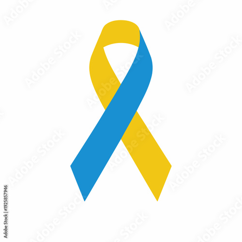 Blue and yellow ribbon, representing awareness and support