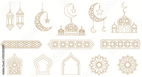 Islamic Geometric Patterns and Symbols Collection.