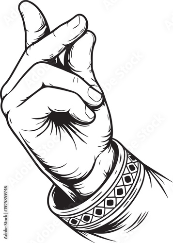 Finger heart arabic muslim man hand with thobe sleeve crossed fingers for love symbol packaging design