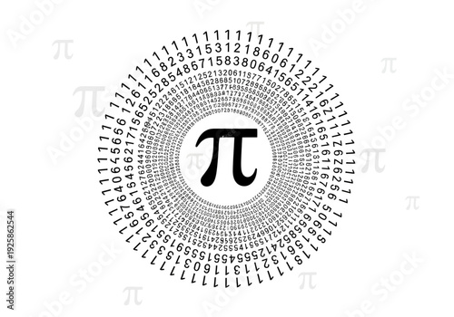 Pi mathematical symbol with digits spiral