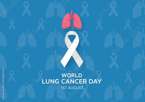 World lung cancer day awareness ribbon and lungs