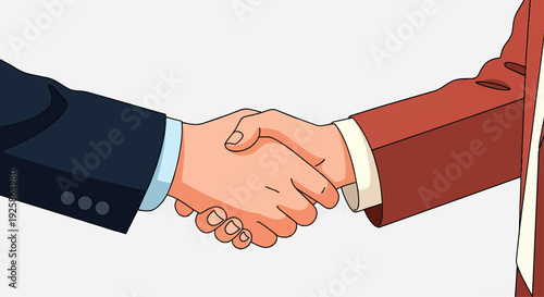 Two business professionals shaking hands in a gesture of agreement and partnership.