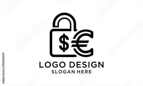 Secure Financial Transactions with Dollar and Euro Currency Lock Logo.