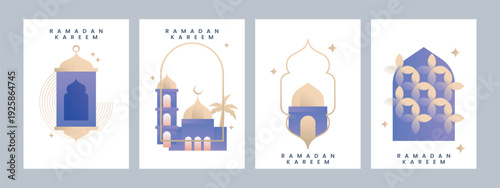 Set Ramadan Kareem Illustration Template Design
