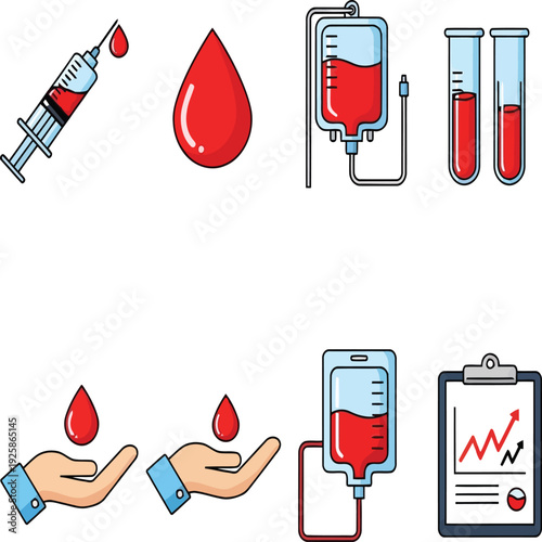 Blood donation and medical testing concept Vector