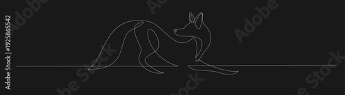 Elegant Continuous Line Art Drawing of a Dog on a Black Background