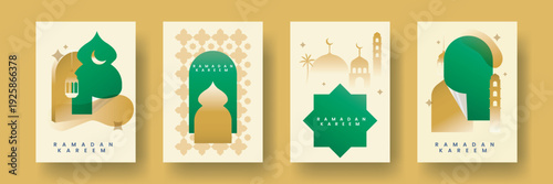 Set Ramadan Kareem Illustration Template Design