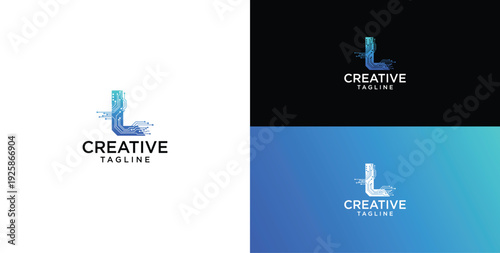 Technology logo vector. L initial logo design