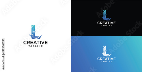 Technology logo vector. L initial logo design