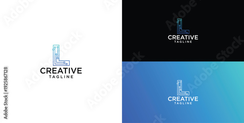 Technology logo vector. L initial logo design