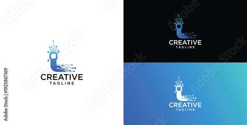 Technology logo vector. L initial logo design