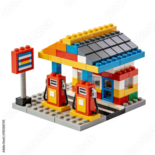 GasStation, building block, children's toy