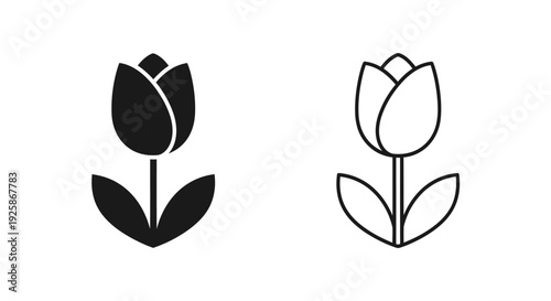 Mother's day tulip flower icon set for celebration and gift ideas Vector