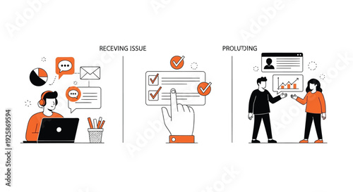 Business communication and productivity icon set