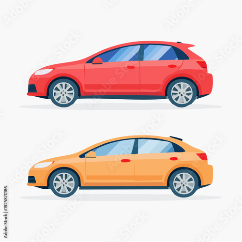 Voitures modernes stylisées – Modèles rouge et orange