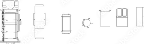 Architectural CAD block collection of medical facility equipment, featuring top-view technical drawings of surgical beds, operating tables, and clinical room fixtures.