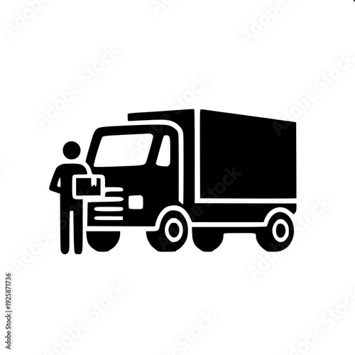 Commercial Delivery Vehicle and Courier Silhouette