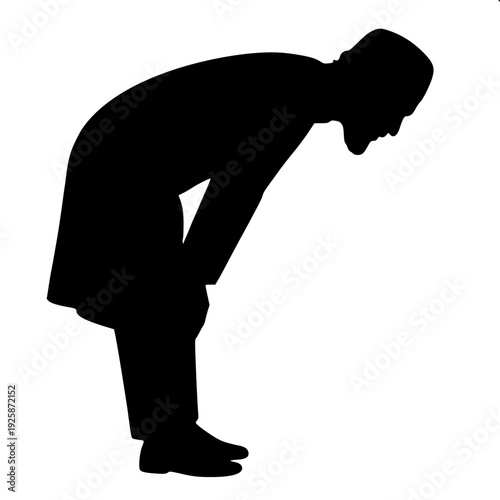 Muslim Man in Ruku Bowing Prayer Silhouette