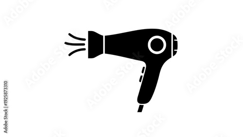Vector illustration of black hair dryer icon on on a transparent background