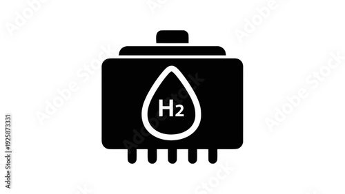 Vector illustration of hydrogen fuel cell icon with h2 symbol on on a transparent background