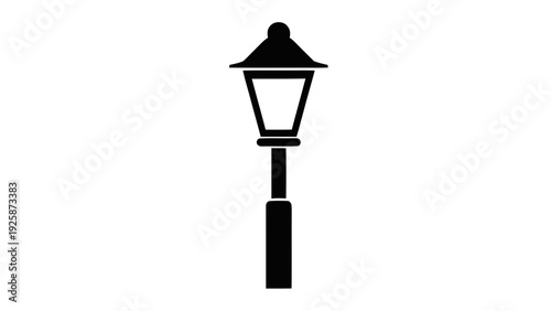 Vector illustration of black silhouette of a classic street lamp on a on a transparent background