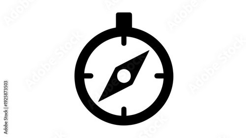 Vector illustration of black compass icon on for navigation and direction on a transparent background