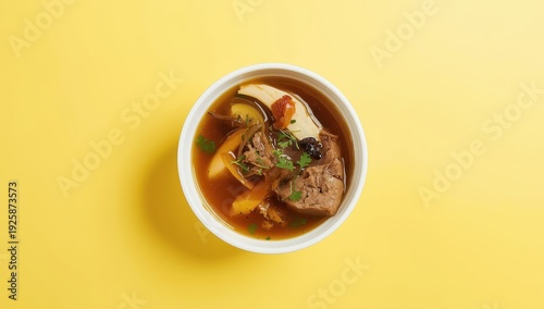 Wallpaper Mural A bowl of beef broth on a vivid backdrop Torontodigital.ca