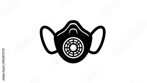 Vector illustration of respirator mask icon for protection against dust, pollution, and viruses on a transparent background