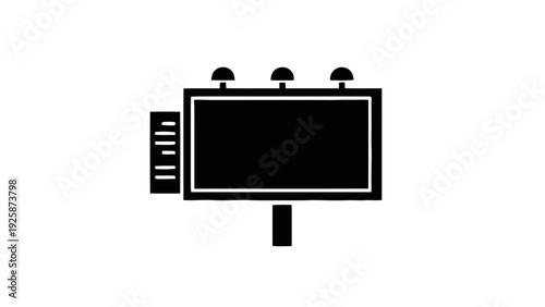 Vector illustration of black silhouette icon of a large outdoor advertising billboard on a on a transparent background