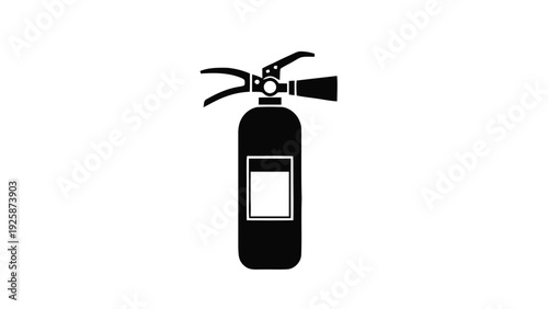 Vector illustration of black and white icon of a fire extinguisher for safety and emergency equipment concept on a transparent background