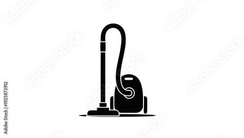 Vector illustration of vacuum cleaner icon, household appliance for cleaning floors, simple silhouette on a transparent background