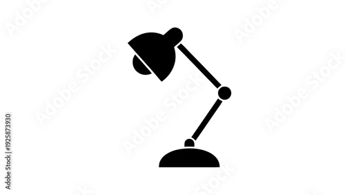 Vector illustration of simple black desk lamp icon on for office or workspace decoration on a transparent background