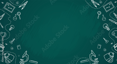 Education Doodles Chalkboard Frame with Copy Space