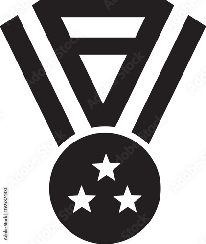 Award medal with stars and ribbon icon