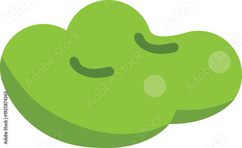Green Cloud Icon with Sleeping Eyes