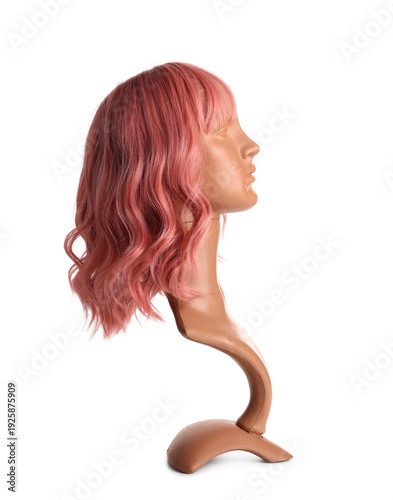 Mannequin head with pink wi...