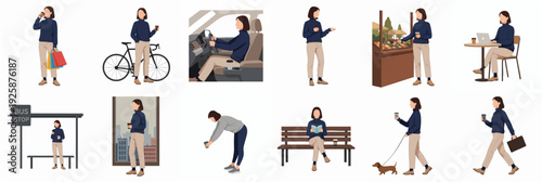 Flat Illustration Set of Business Presentation and Meeting People Character