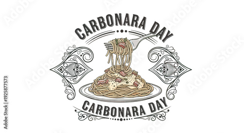 Carbonara Day Illustration with Pasta and Egg.