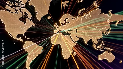 Global connections and international communication network visualization.