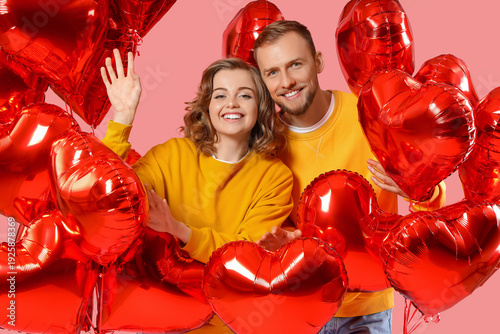 Young couple with heart-sha...