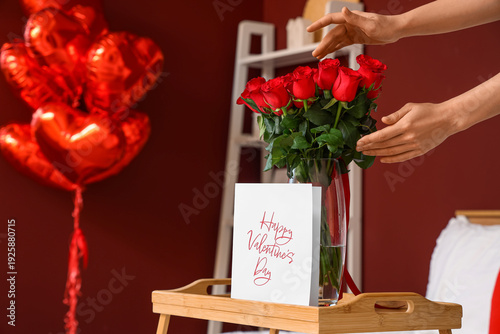 Female hands with bouquet o...