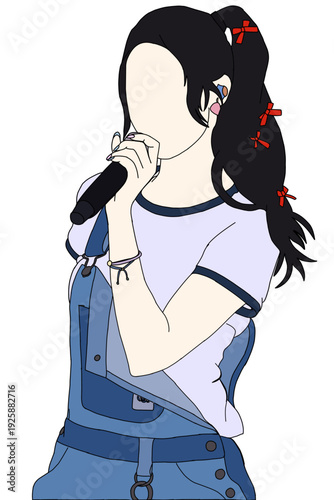 Illustration vector of Kpop fashion stage. idols of Koreans performing. K-pop female fashion idol. female singer who is singing wearing beautiful clothes