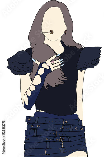 Illustration vector of Kpop fashion stage. idols of Koreans performing. K-pop female fashion idol. female singer who is singing wearing beautiful clothes