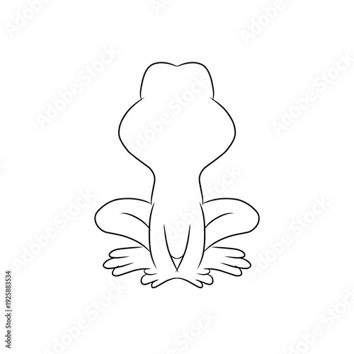 Frog outline vector illustration, simple line art amphibian isolated on white background, cute cartoon animal design perfect for coloring page, education, and wildlife graphics.