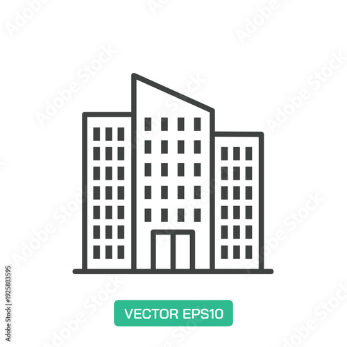 Modern Downtown Building icon. Thin line icon vector