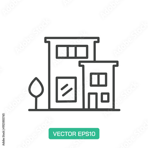 Modern Residential House icon. Thin line icon vector