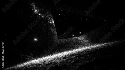 Stipple vector background with white stars and abstract cosmic dust effect. Space artwork texture for science, technology, or creative design.